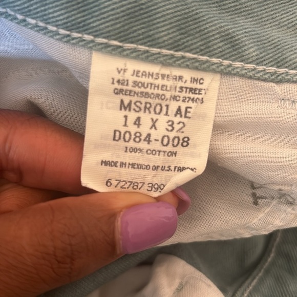 Wrangler Vintage Straight Green Denim Normcore Cottagecore Size 14X32 - Picture 2 of 7